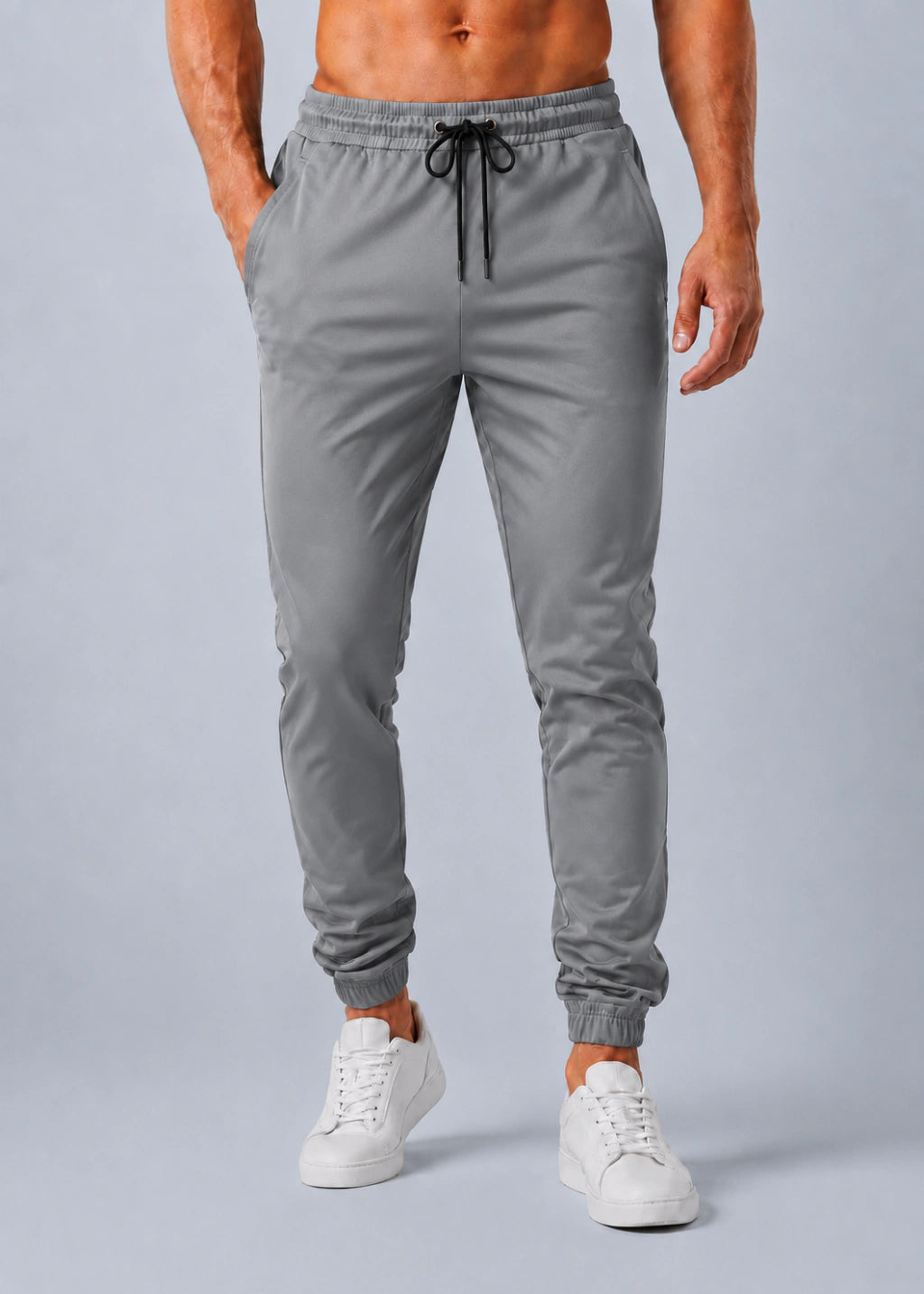 Calça Jogger Masculina Tactel com Elastano para Academia e Treino Cinza