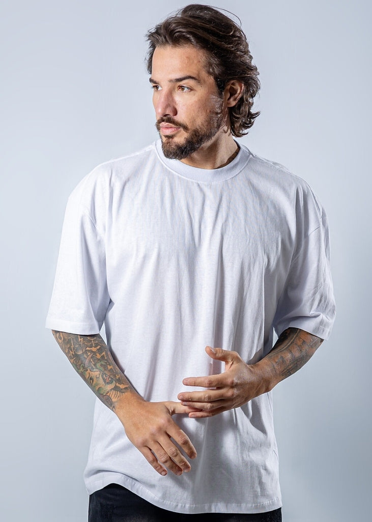 Camiseta Masculina Oversized Suedine Premium Branca