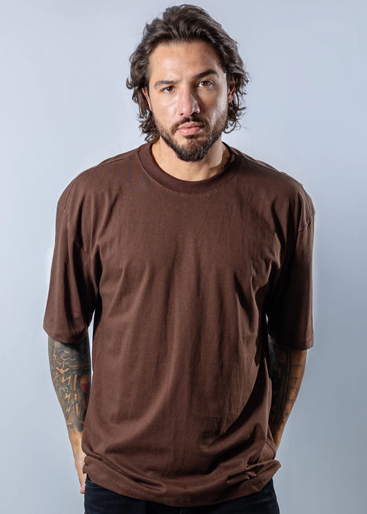 Camiseta Masculina Oversized Suedine Premium Marrom